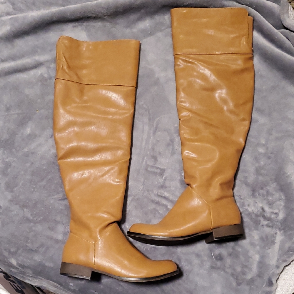 Chase + Chloe Tan Over the Knee Boots